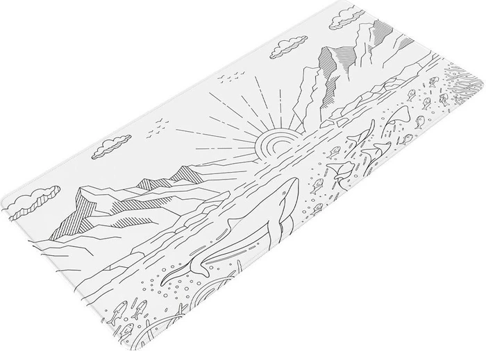 Dark Project Terra Nostra White XL Gaming Mousepad, 900x400mm, Motiv weiß/schwarz