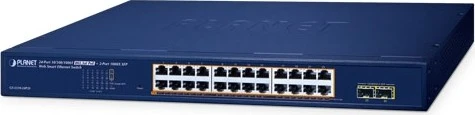 Planet GS-2210 Rackmount Gigabit Managed Switch, 24x RJ-45, 2x SFP, 260W PoE+