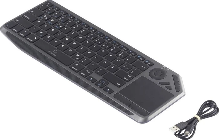 Renkforce RF-WLBTKB-300 Funk Tastatur mit Multi-Touchpad, schwarz/grau, USB/Bluetooth, DE