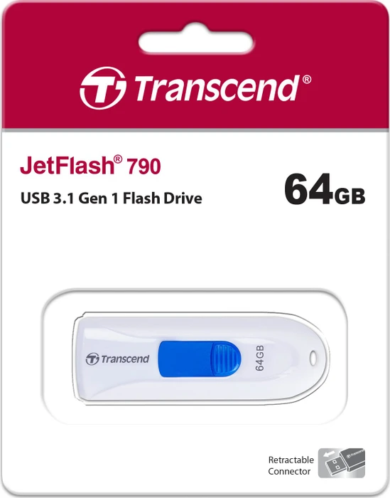 Transcend JetFlash 790 64GB weiß, USB-A, USB 3.2 Gen 1×1