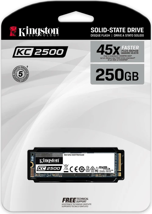 Kingston KC2500 NVMe PCIe SSD 250GB, M.2 2280 / M-Key / PCIe 3.0 x4