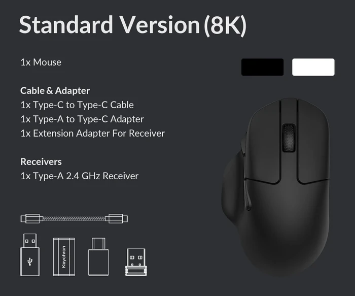 Keychron M7 8K Wireless Mouse schwarz, USB/Bluetooth