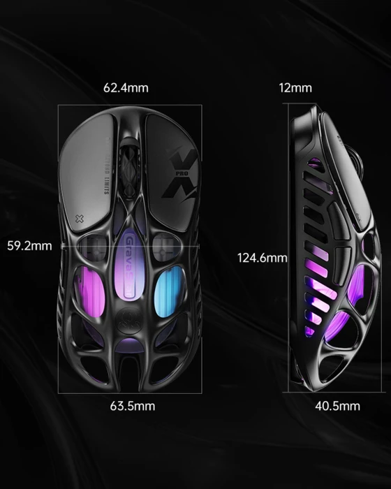 GravaStar Mercury X Pro 8KHz Wireless Gaming Mouse, Interstellar Silver, USB/Bluetooth