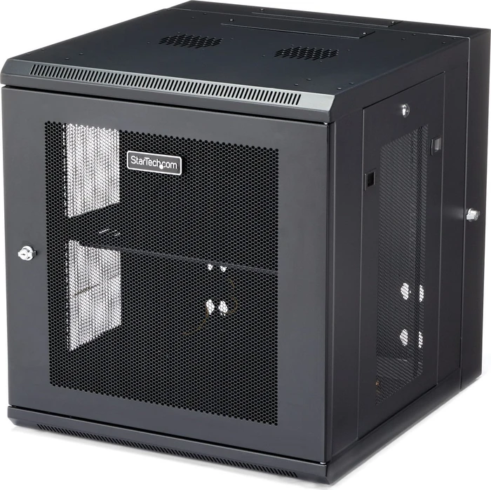 StarTech RK1224WALHM Wandgehäuse 12HE, Gitternetztür, schwarz, 651mm tief