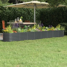 vidaXL Stahl Hochbeet oval 322x40cm anthrazit