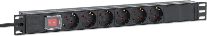 Intellinet 19" Steckdosenleiste, 1HE, 6-fach, 250V, 2m (714914) – Bild 2 von 7
