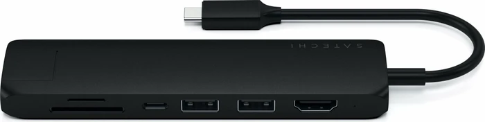 Satechi USB-C Slim Multi-Port with Ethernet Adapter schwarz Dual-Slot-Cardreader, USB-C 3.0 [Stecker]