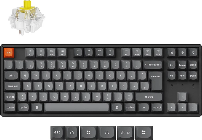 Keychron K8 Max, TKL, schwarz/grau, LEDs RGB, hot-swap, Keychron Super BANANA, USB/Bluetooth, DE