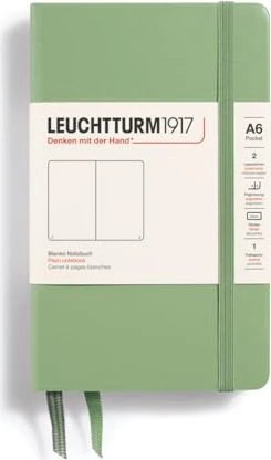Leuchtturm1917 Pocket Notizbuch, A6, glatt, Hardcover, salbei, 93 Blatt