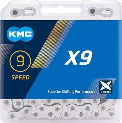 KMC X9 9-fach 114 Glieder Kette silber