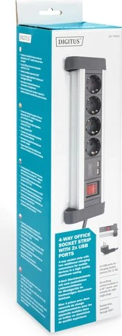 Digitus Office Tisch-Steckdosenleiste, 4-fach, 2x USB-A, 1.5m