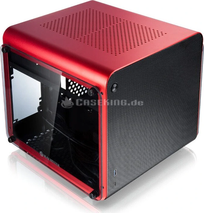 Raijintek Metis Evo TGS, rot/schwarz, Glasfenster, Mini-ITX