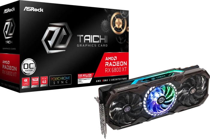 ASRock Radeon RX 6800 XT Taichi X 16G OC, RX6800XT TCX 16GO, 16GB GDDR6, HDMI, USB-C, 2x DP