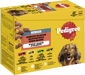 Pedigree Gemischte Selektion 4 Varietäten Rind- und Lebermischung, Huhn, Lamm- und Lebermischung, Geflügel in Gelee, 1.20kg (12x 100g)