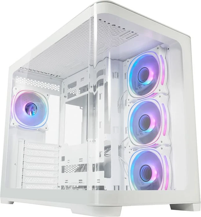 LC-Power Gaming 8001B Pro-Storm Light, weiß, Glasfenster, schallgedämmt