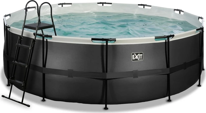 Exit Toys Black Leather Frame Pool mit Sandfilterpumpe rund 427x122cm