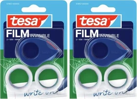 tesa tesafilm Invisible transparent/weiß, Klebestreifen, 19mm/10m, 2 Stück