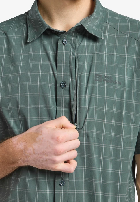 Jack Wolfskin Norbo Hemd kurzarm hedge green checks (Herren)