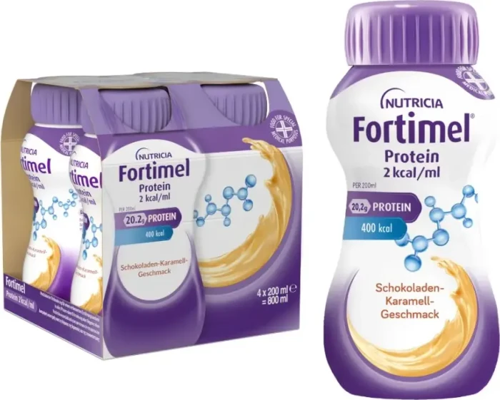 Fortimel Extra 2 kcal Trinknahrung Schokolade-Karamell, 800ml (4x 200ml)