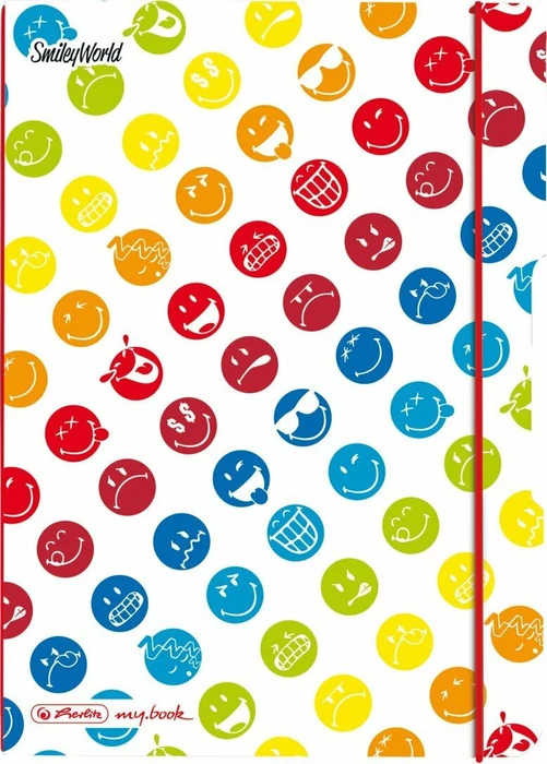 Herlitz my.book flex Notizheft, A5, Lineatur 5, Kunststoff-Cover, Smiley World Rainbow, 40 Blatt