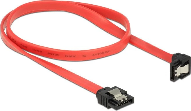 DeLOCK SATA 6Gb/s Kabel rot 0.5m, unten gewinkelt