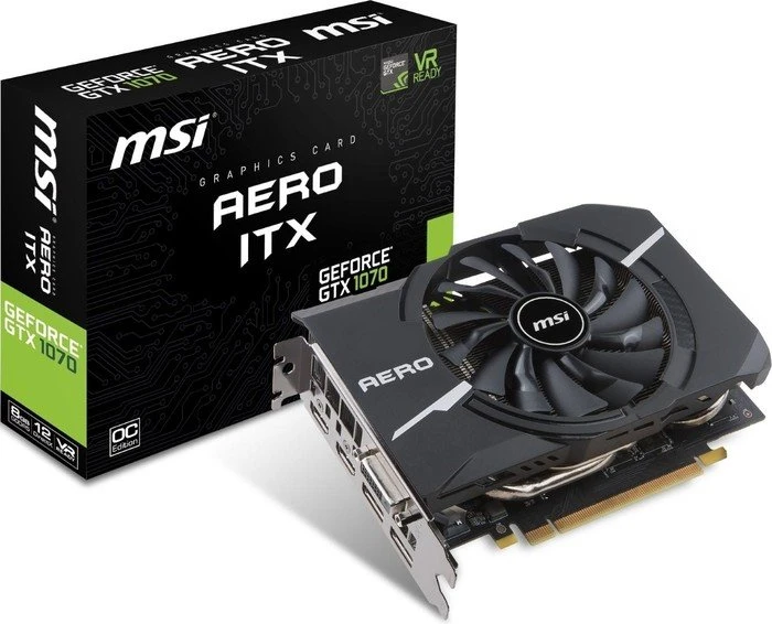 MSI GeForce GTX 1070 Aero ITX 8G OC, 8GB GDDR5, DVI, 2x HDMI, 2x DP