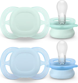 Philips Avent SCF075/12 ultra start Beruhigungsschnuller, 0-2M, Silikon, blau/grün, 2 Stück