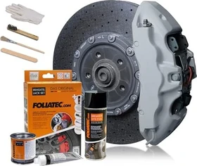 Foliatec Bremssattel Lack Set, Hitzebeständig, Komplettsatz für 4 Bremssättel, grau, 7-teiliges Set