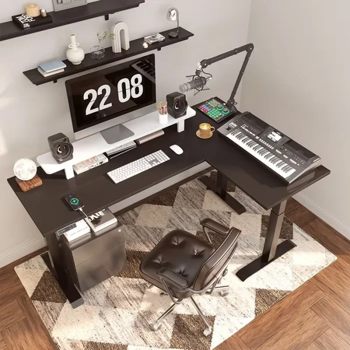 FlexiSpot E7L elektrisch höhenverstellbares Sitz-Steh-Eckschreibtischgestell schwarz