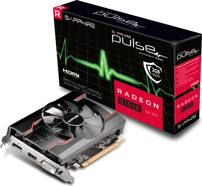 Sapphire Pulse Radeon RX 550 2G G5 64bit [Lexa PRO], 2GB GDDR5, DVI, HDMI, DP, lite retail