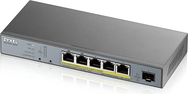 Zyxel GS1350 Desktop Gigabit Smart Switch, 5x RJ-45, 1x SFP, 60W PoLRE