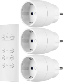 REV Funkschalt-Set 3+1 Mini mit Fernbedienung, 3680W, Typ F, Funksteckdose, 3er-Pack (0085500103)