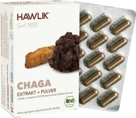 Hawlik Bio Chaga Extrakt + Pulver Kapseln, 60 Stück