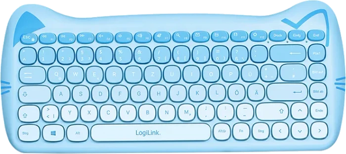 LogiLink Kitty Kindgerechtes Wireless Tastatur-Maus-Set, blau, USB, DE