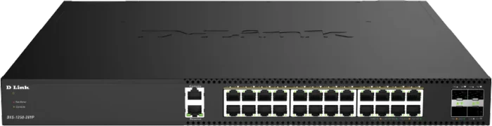 D-Link DXS-1250 Rackmount 10G Smart Switch, 24x RJ-45, 4x SFP28, 470W PoE++