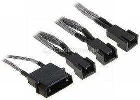 BitFenix Molex auf 3-Pin Adapter, sleeved, 20cm, silber
