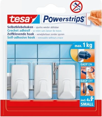 tesa Powerstrips Haken small weiß, 3 Stück