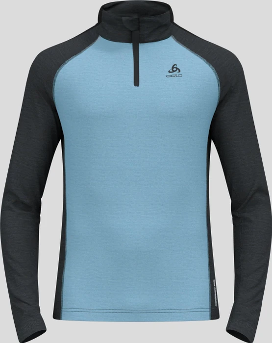 Odlo Performance Wool 150 Baselayer Halfzip Funktionsshirt langarm provincial blue/dark grey melange (Herren)