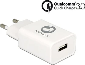 Navilock USB-Ladegerät 1x USB-A Qualcomm Quick Charge 3.0 weiß