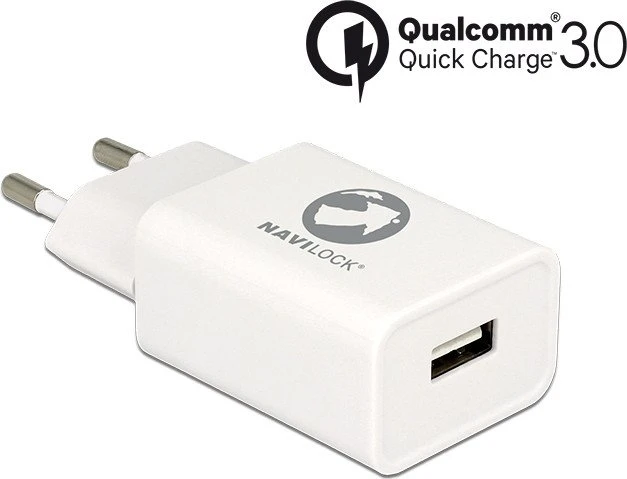 Navilock USB-Ladegerät 1x USB-A Qualcomm Quick Charge 3.0 weiß