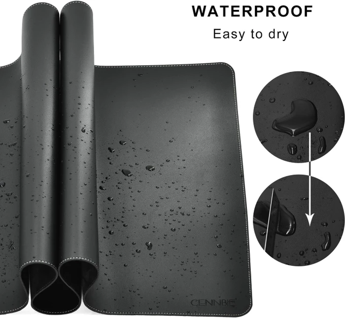 Cennbie Schreibtischunterlage Leder, Mauspad XXL, 1000x500mm, schwarz