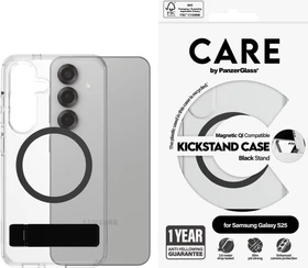 PanzerGlass Care Feature Case Kickstand Magnetic Qi für Samsung Galaxy S25 transparent/schwarz