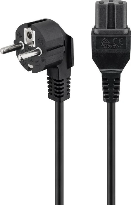 Wentronic Goobay Warmgeräte Netzkabel, Schutzkontakt auf Warmgerätestecker C15, schwarz, 2m