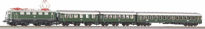 Piko - Spur H0 Diesellok - Zugset Merkur Sound-Diesellok BR 221 mit 2 Personenwagen DB IV