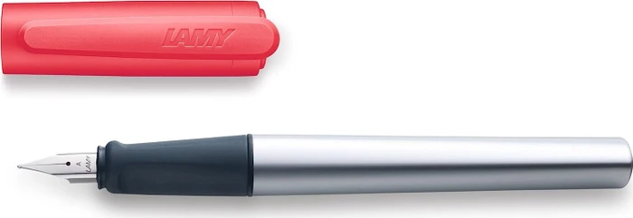 Lamy nexx Aluminium Special Edition silver/neon coral red, rechte Hand, Anfänger