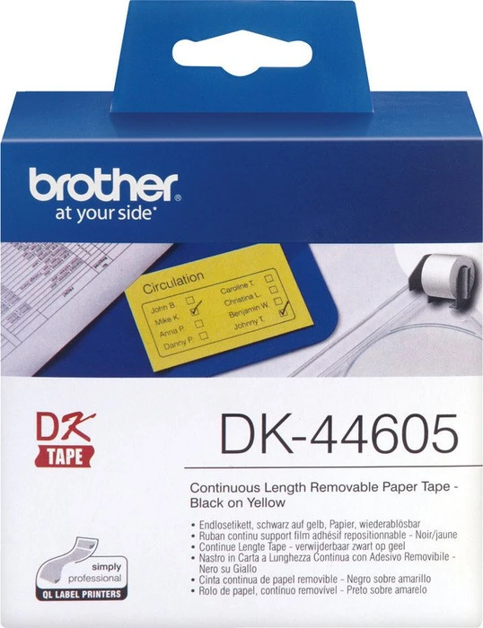 Brother Endlosetiketten DK-44605, 62mm, 30.5m, ablösbar, gelb