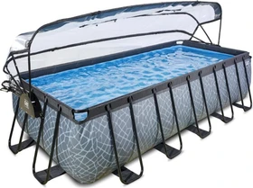 Exit Toys Stone Frame Pool mit Sandfilterpumpe und Abdeckung rechteckig 540x250x122cm