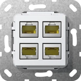 Gira Einsatz Modular Jack RJ45 Cat.6A 10 Gbit-Ethernet 4fach Schneidklemmtechnik