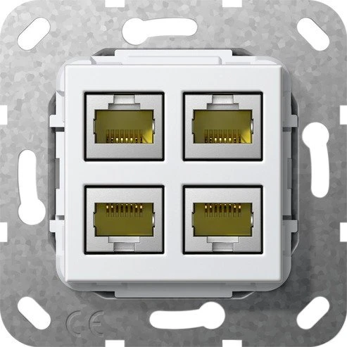 Gira Einsatz Modular Jack RJ45 Cat.6A 10 Gbit-Ethernet 4fach Schneidklemmtechnik