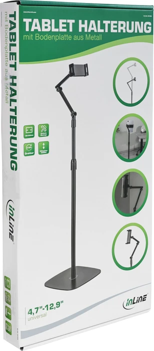 InLine Tablet Bodenständer Halterung mit Bodenplatte, Tablet-Stand 4.7-12.9"